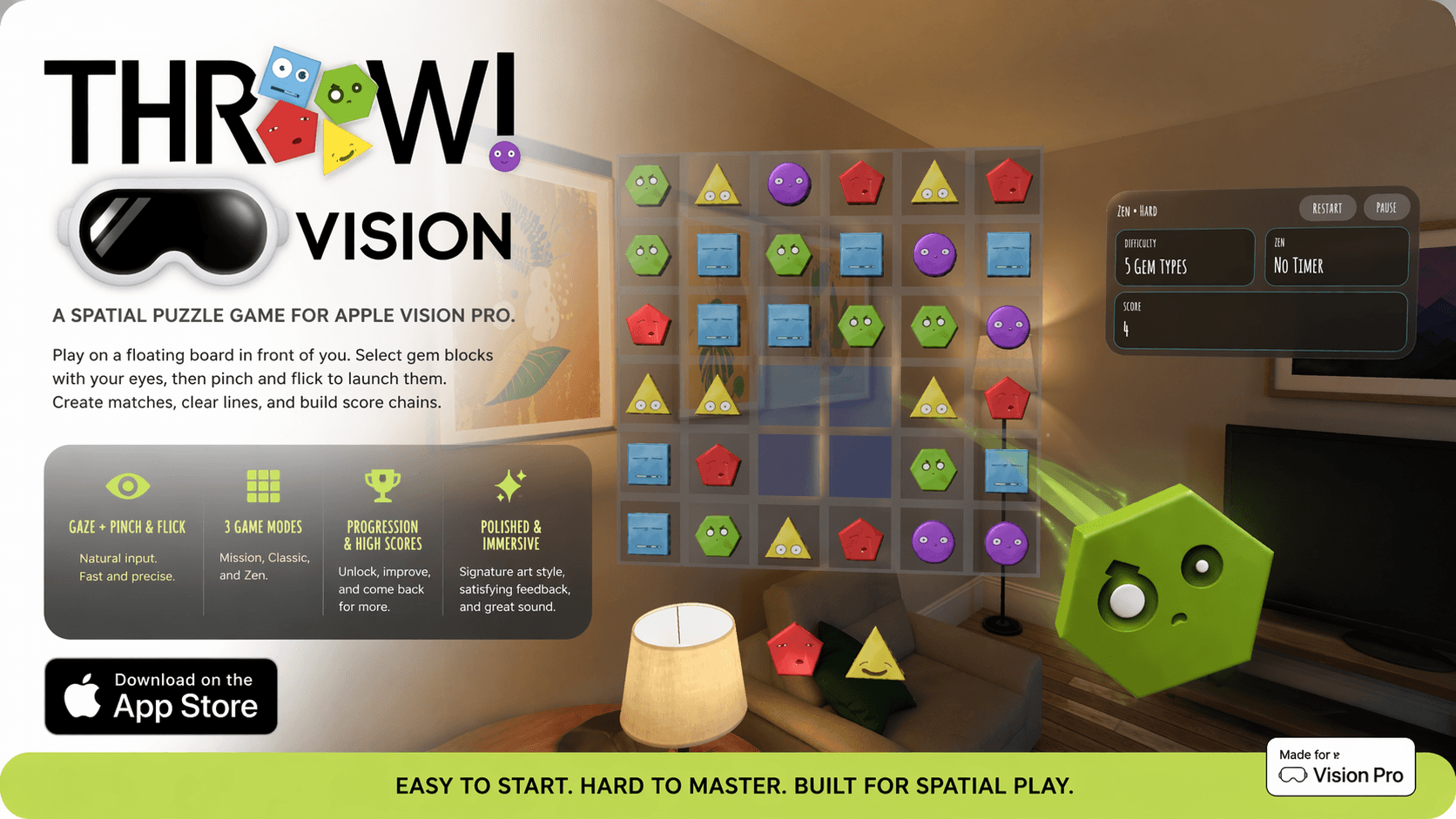 Imagen promocional de Throw!Vision para Apple Vision Pro